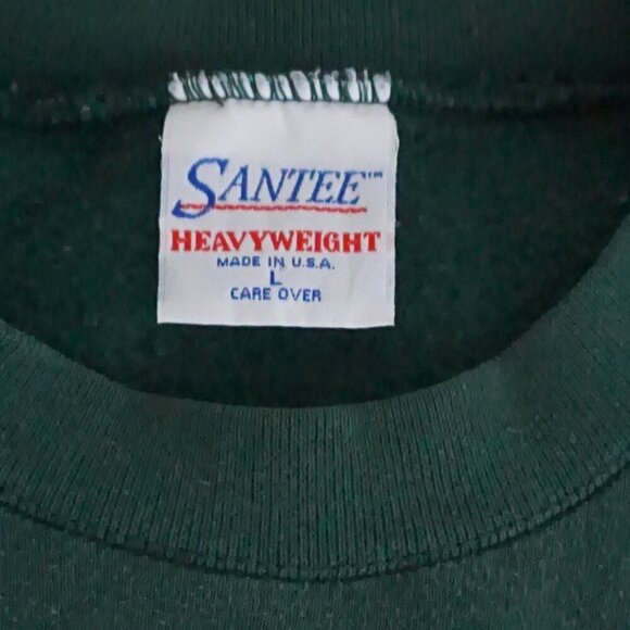 VTG '90s Santee Heavyweight Embroidered Ireland Hunter Green Crewneck Sweater L - Picture 4 of 10